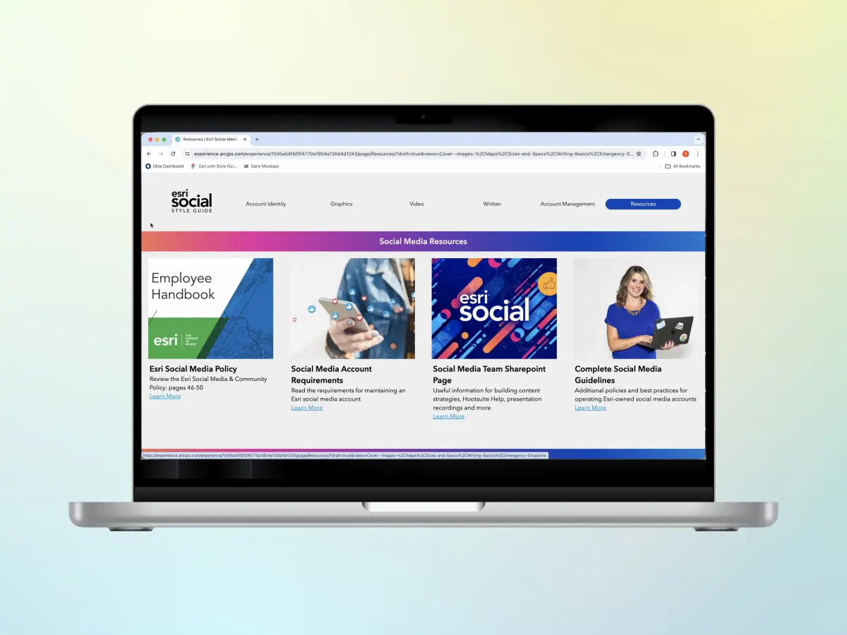 Social media resources linked from the style guide