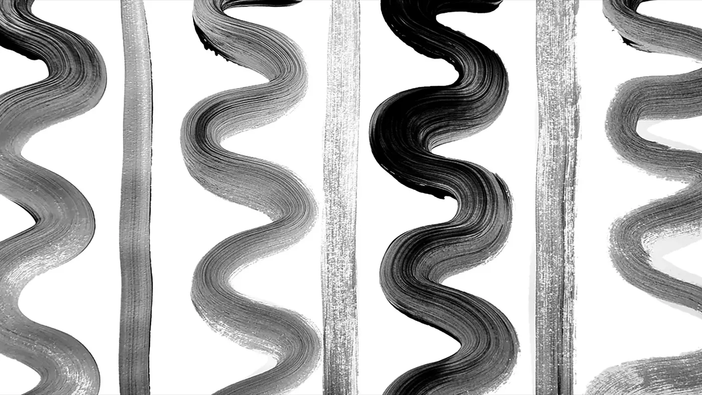 Abstract black brush strokes on white