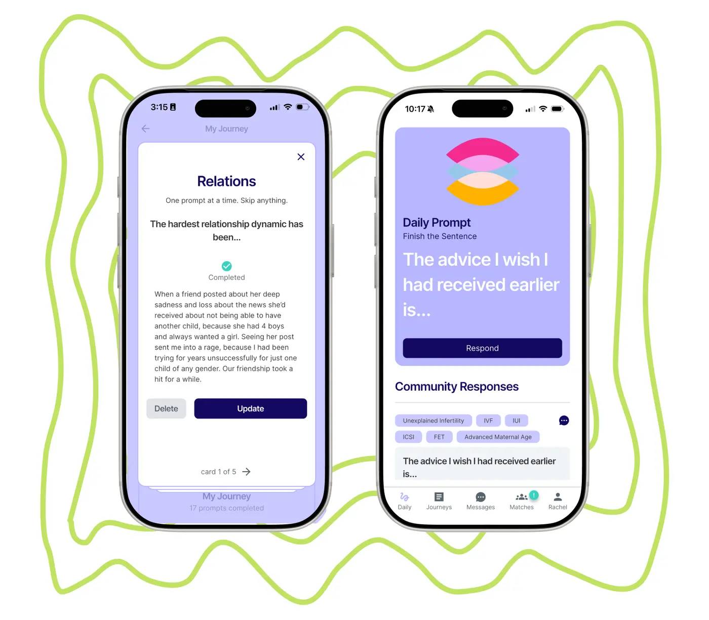 Journey prompt card and a daily community prompt